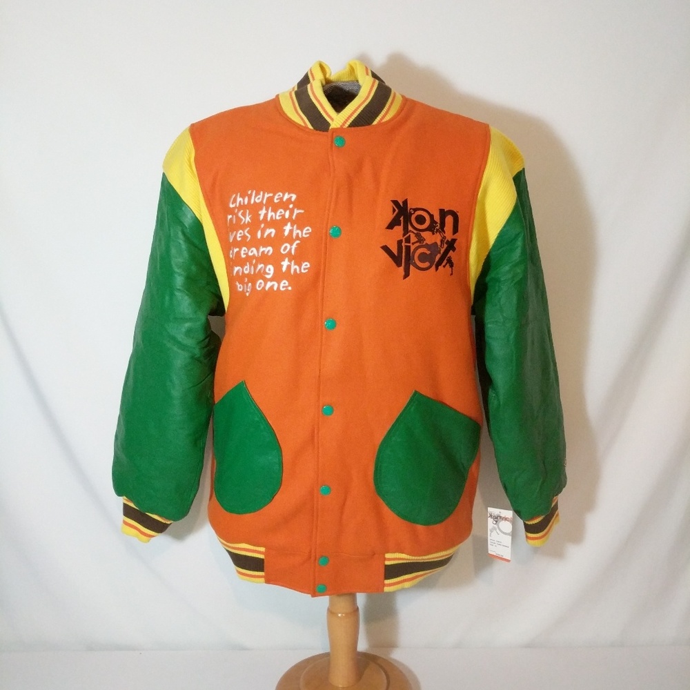Akon Konvit Clothin Wool Varsity Snap Button Coat